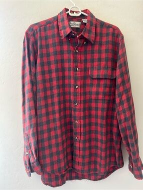 Sears Red and Black Plaid Button-Down Shirt for Men